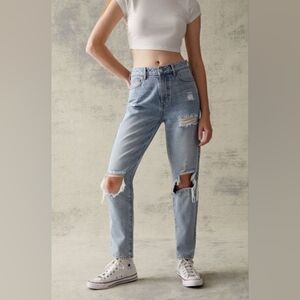 PacSun distressed knee rip mom jeans 28 cotton light indigo
